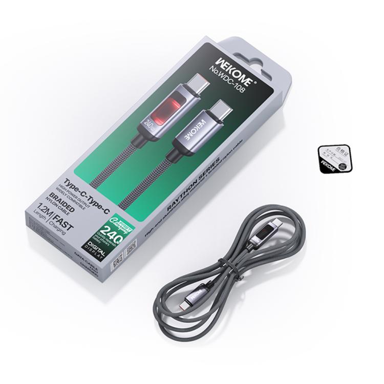 كابل بيانات شحن سريع ذكي مع شاشة رقمية WK WDC-109 بقوة 30 واط من نوع Type-C إلى 8 دبابيس، الطول: 1.2م، WDC-109