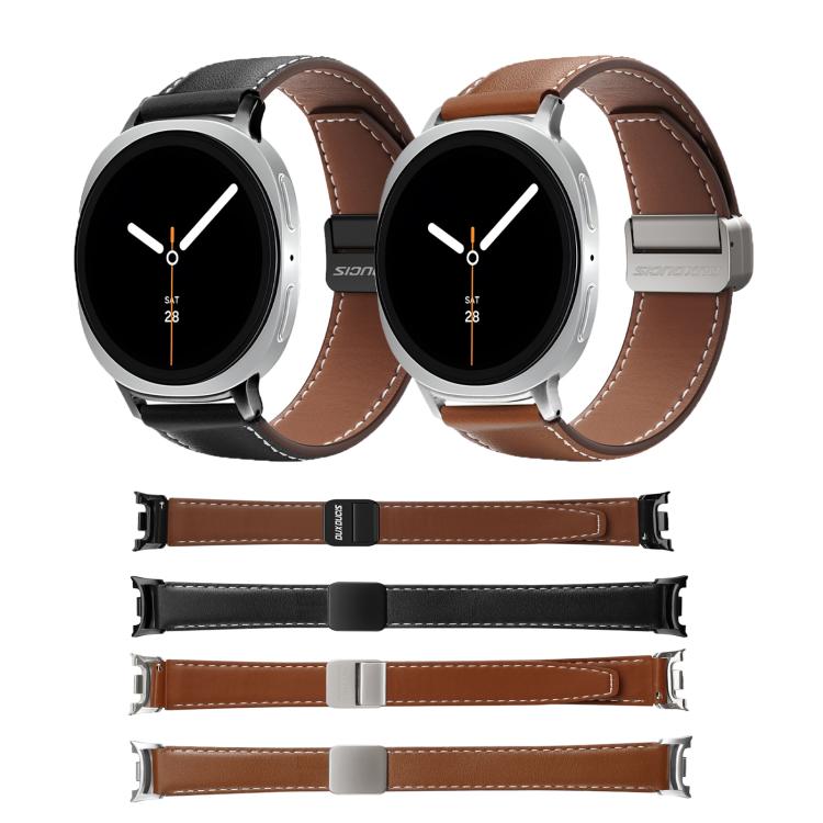 DUX DUCIS YA Series Magnetic Buckle Genuine Leather Watch Band, For Samsung Galaxy Watch8 / Watch8 Classic