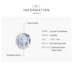 S925 Sterling Silver Crystal Snowflake Beads DIY Bracelet Necklace Accessories, Snowflake