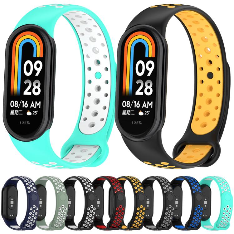 xDfind Reverse Buckle Two Color Silicone Sports Watch Band, For Xiaomi Smart Band 10 / 9 / 8