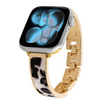 Leopard Print Bracelet Alloy Watch Band, For Apple Watch 46mm / 49mm / 45mm / 44mm, For Apple Watch 42mm / 41mm / 40mm / 38mm