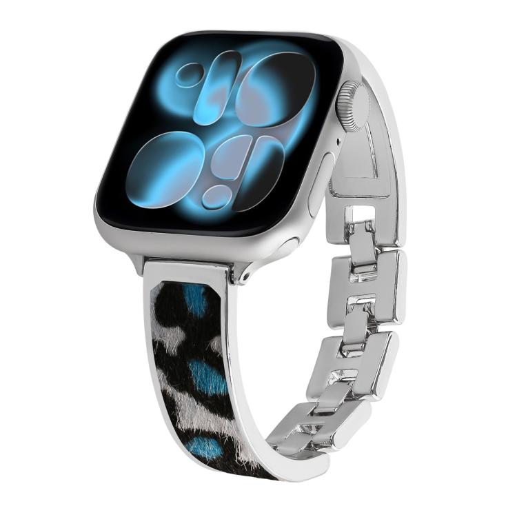 Leopard Print Bracelet Alloy Watch Band, For Apple Watch 46mm / 49mm / 45mm / 44mm, For Apple Watch 42mm / 41mm / 40mm / 38mm