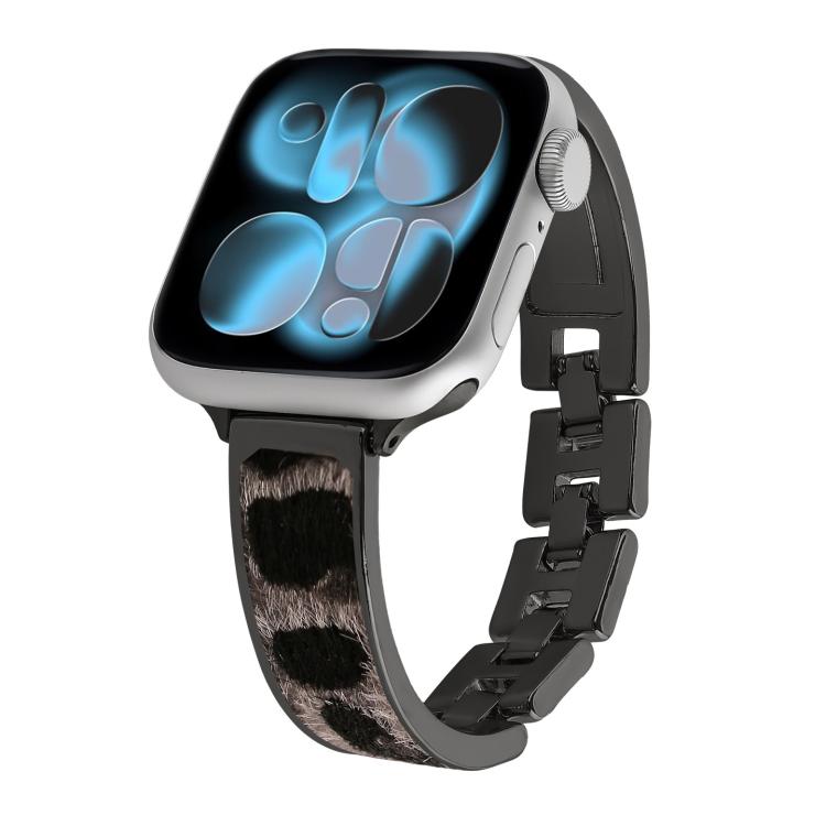 Leopard Print Bracelet Alloy Watch Band, For Apple Watch 46mm / 49mm / 45mm / 44mm, For Apple Watch 42mm / 41mm / 40mm / 38mm