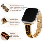 Leopard Print Bracelet Alloy Watch Band, For Apple Watch 46mm / 49mm / 45mm / 44mm, For Apple Watch 42mm / 41mm / 40mm / 38mm