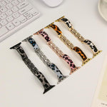 Leopard Print Bracelet Alloy Watch Band, For Apple Watch 46mm / 49mm / 45mm / 44mm, For Apple Watch 42mm / 41mm / 40mm / 38mm