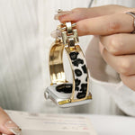 Leopard Print Bracelet Alloy Watch Band, For Apple Watch 46mm / 49mm / 45mm / 44mm, For Apple Watch 42mm / 41mm / 40mm / 38mm
