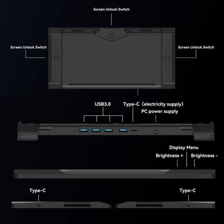 Arie 13 13.3 inch Expanded Display Triple Portable Monitor, US Plug, UK Plug, EU Plug