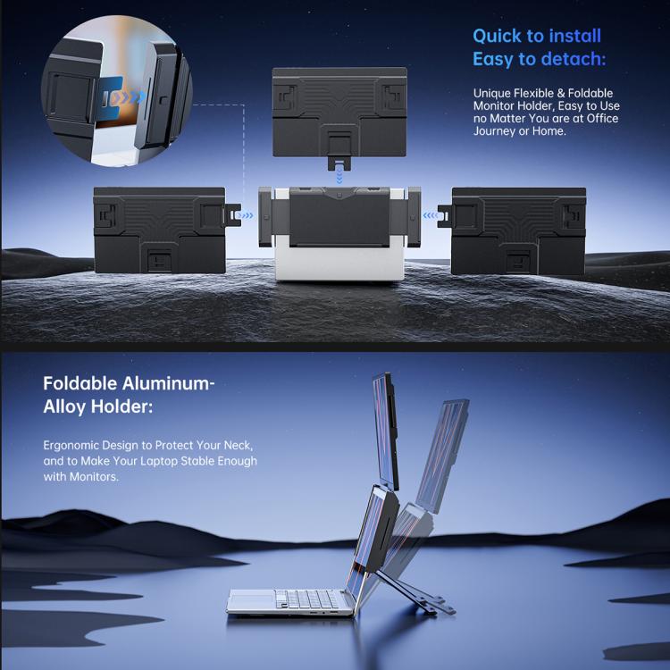 Arie 14 14 inch Expanded Display Triple Portable Monitor, US Plug, UK Plug, EU Plug