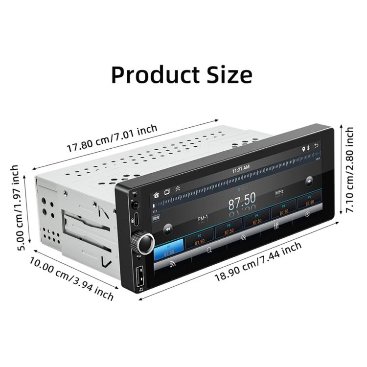 F6021 6.86 inch IPS Screen Car 1Din MP5 Player Support CarPlay & Android Auto, F6021