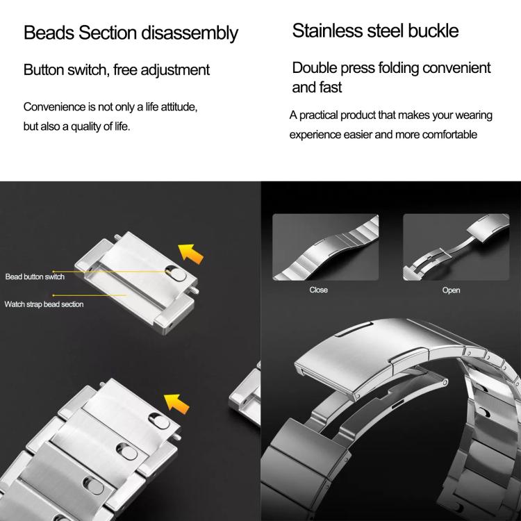 Single Bead Quick Release Stainless Steel Watch Band, For Apple Watch 46mm / 49mm / 45mm / 44mm, For Apple Watch 42mm / 41mm / 40mm / 38mm