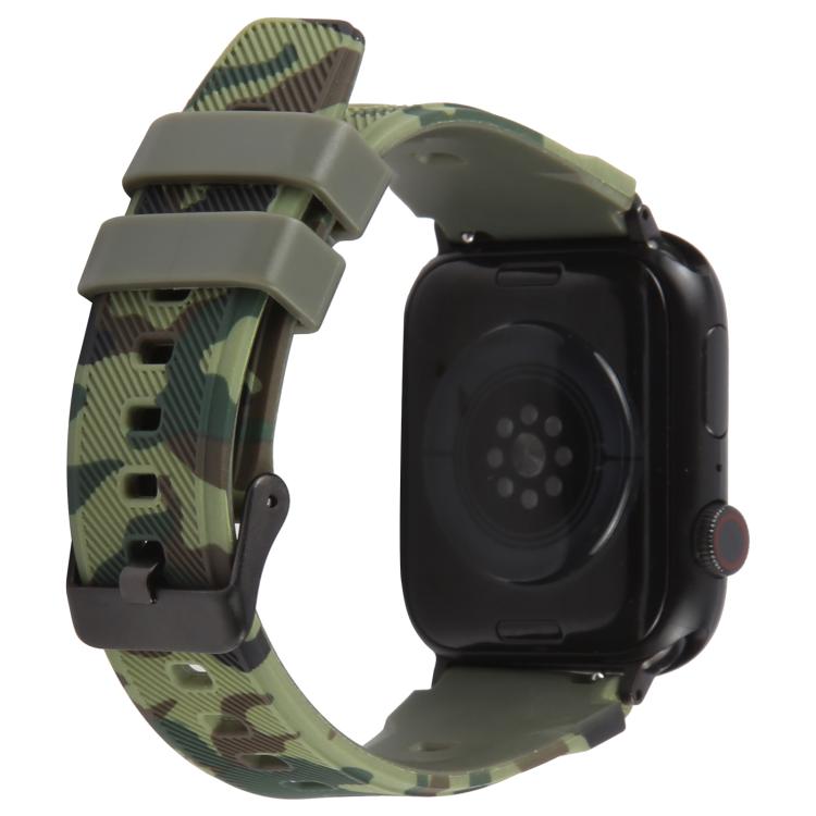 xDfind Black Connector Camouflage Print Silicone Watch Band, For Apple Watch 42 / 44 / 45 / 46 / 49mm, For Apple Watch 38 / 40 / 41 / S10 42mm