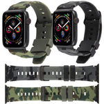 xDfind Black Connector Camouflage Print Silicone Watch Band, For Apple Watch 42 / 44 / 45 / 46 / 49mm, For Apple Watch 38 / 40 / 41 / S10 42mm