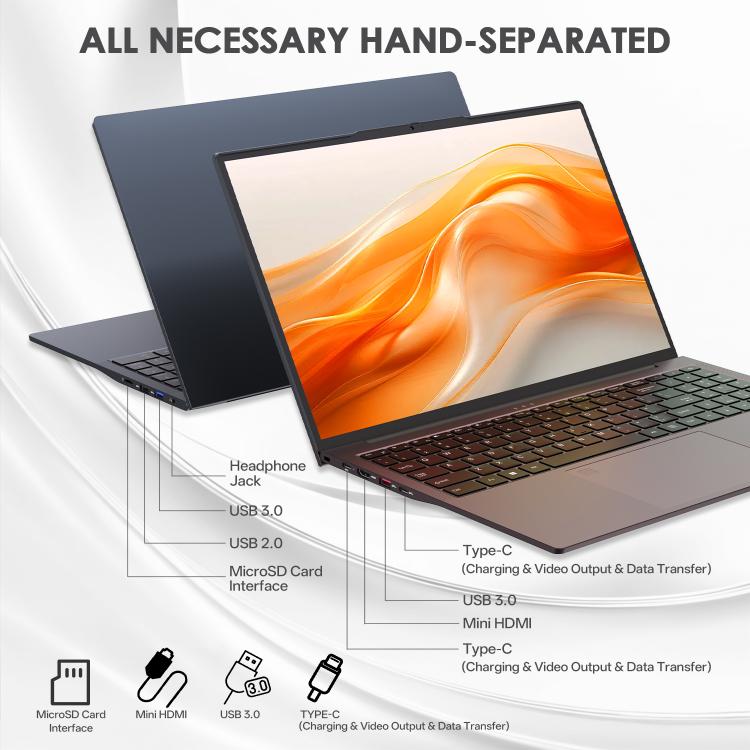 GXMO T160 16 inch Windows 11 Laptop, 16GB+512GB, AMD Ryzen 5 7430U Hexa Core Processor, EU Plug, US Plug, UK Plug, AU Plug