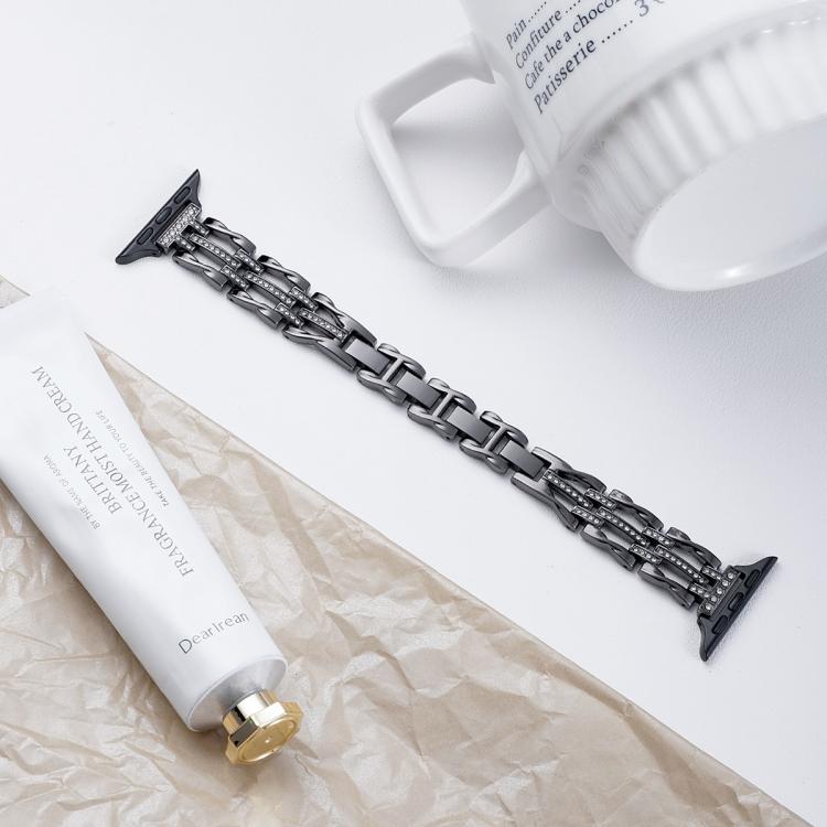 xDfind Flowing Swirls Diamond Metal Watch Band, For Apple Watch 42 / 44 / 45 / 46 / 49mm, For Apple Watch 38 / 40 / 41 / S11 42mm