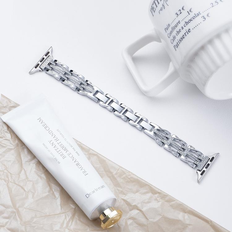 xDfind Flowing Swirls Diamond Metal Watch Band, For Apple Watch 42 / 44 / 45 / 46 / 49mm, For Apple Watch 38 / 40 / 41 / S11 42mm