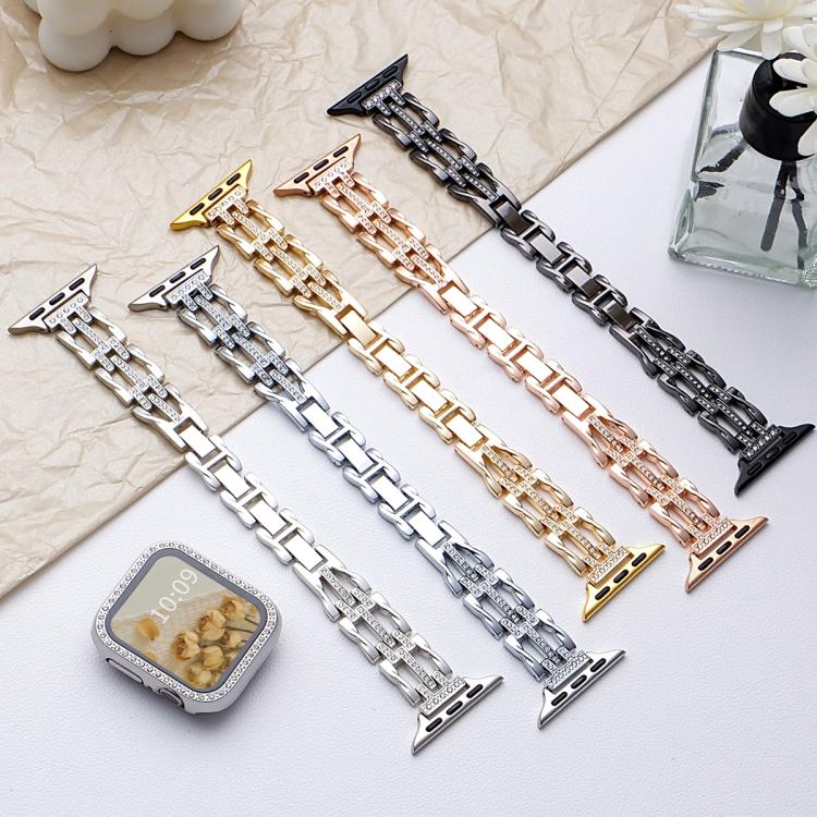 xDfind Flowing Swirls Diamond Metal Watch Band, For Apple Watch 42 / 44 / 45 / 46 / 49mm, For Apple Watch 38 / 40 / 41 / S11 42mm