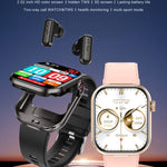 T99 2.02 inch Square Screen 2 in 1 Bluetooth Earphone IP67 Waterproof Smart Watch, Supports Blood Oxygen Monitoring