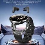 T100 1.85 inch Round Screen 2 in 1 Bluetooth Earphone IP67 Waterproof Smart Watch, Supports Blood Oxygen Monitoring