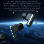 T100 1.85 inch Round Screen 2 in 1 Bluetooth Earphone IP67 Waterproof Smart Watch, Supports Blood Oxygen Monitoring