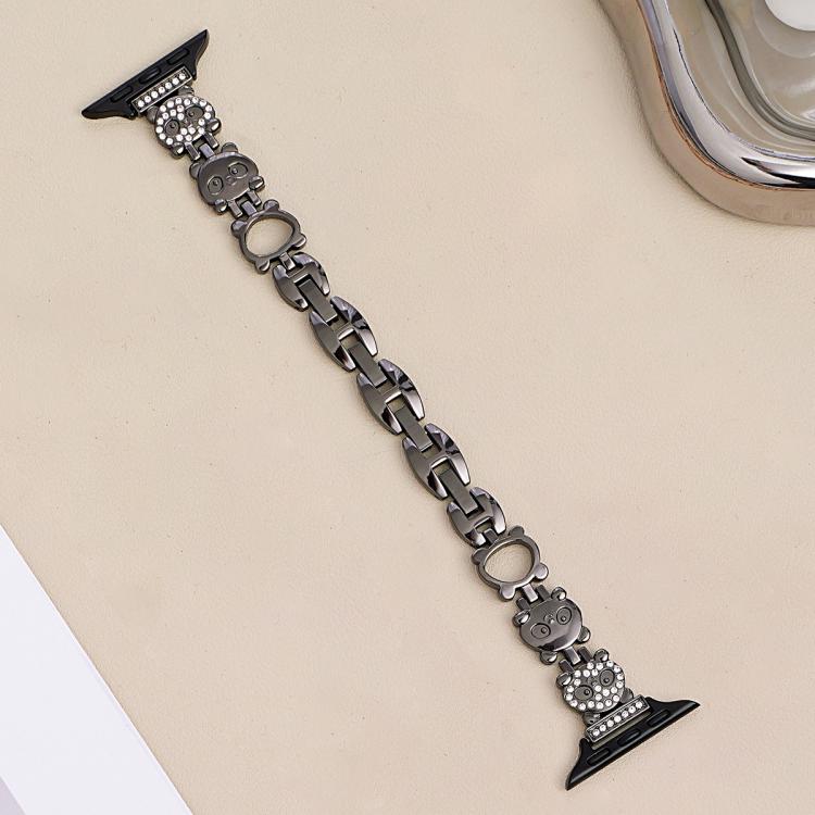 xDfind Red Panda Shaped Diamond Metal Watch Band, For Apple Watch 42 / 44 / 45 / 46 / 49mm, For Apple Watch 38 / 40 / 41 / S11 42mm