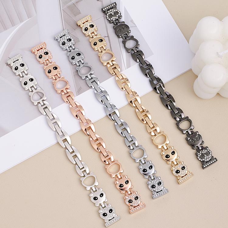 Bracelet de montre xDfind en métal à motif diamant en forme de panda roux, compatible avec Apple Watch 42/44/45/46/49 mm et Apple Watch 38/40/41/S11 42 mm.