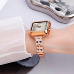 Bracelet de montre xDfind en métal à motif diamant en forme de panda roux, compatible avec Apple Watch 42/44/45/46/49 mm et Apple Watch 38/40/41/S11 42 mm.