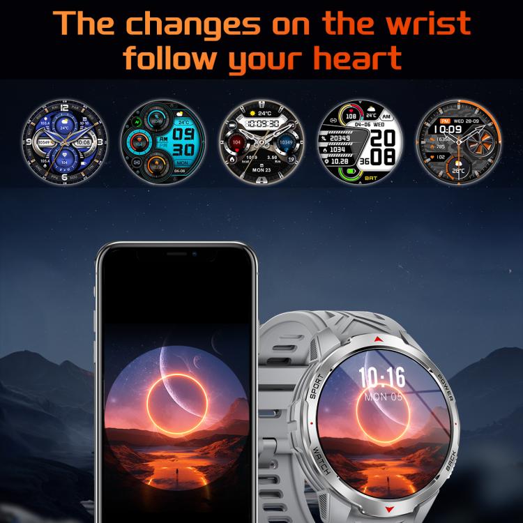 KT88 1.7 inch TFT Screen Outdoor Sports Smart Watch 3ATM Waterproof with Flashlight