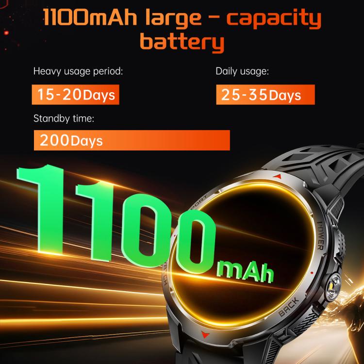 KT88 1.7 inch TFT Screen Outdoor Sports Smart Watch 3ATM Waterproof with Flashlight