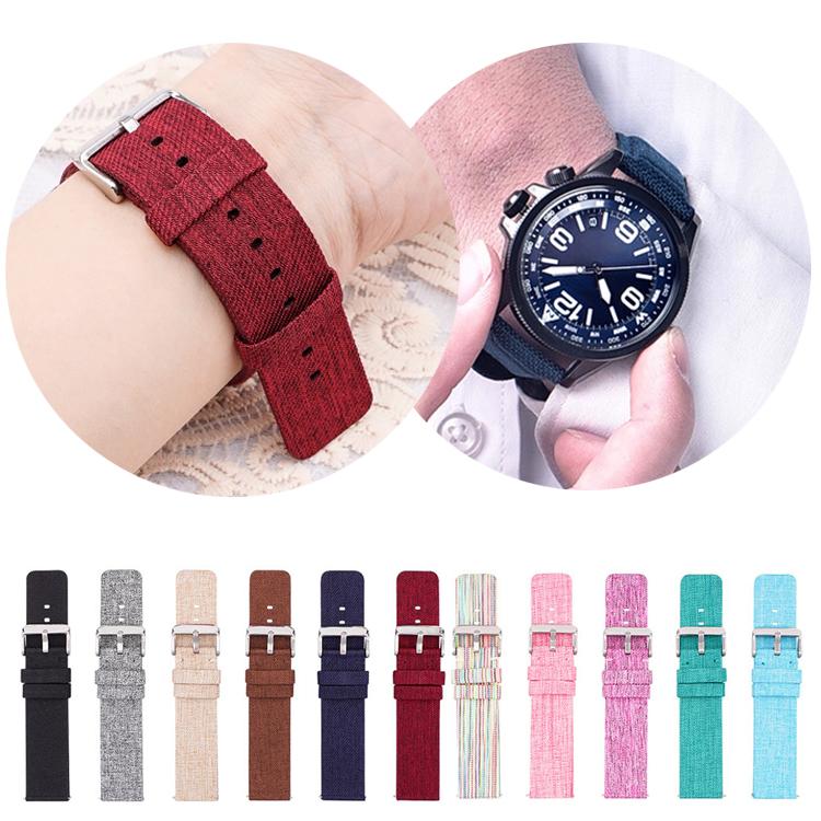 Stainless Steel Pin Buckle Nylon Woven Canvas Watch Band, 12mm, 14mm