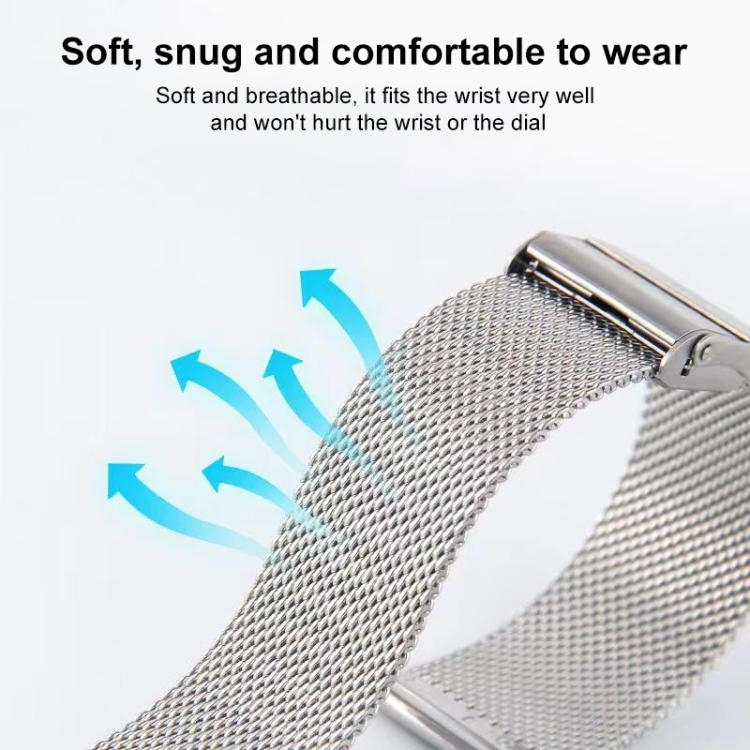 Milanese Buckle Stainless Steel Watch Band, 19mm, 20mm, 21mm, 22mm, 24mm