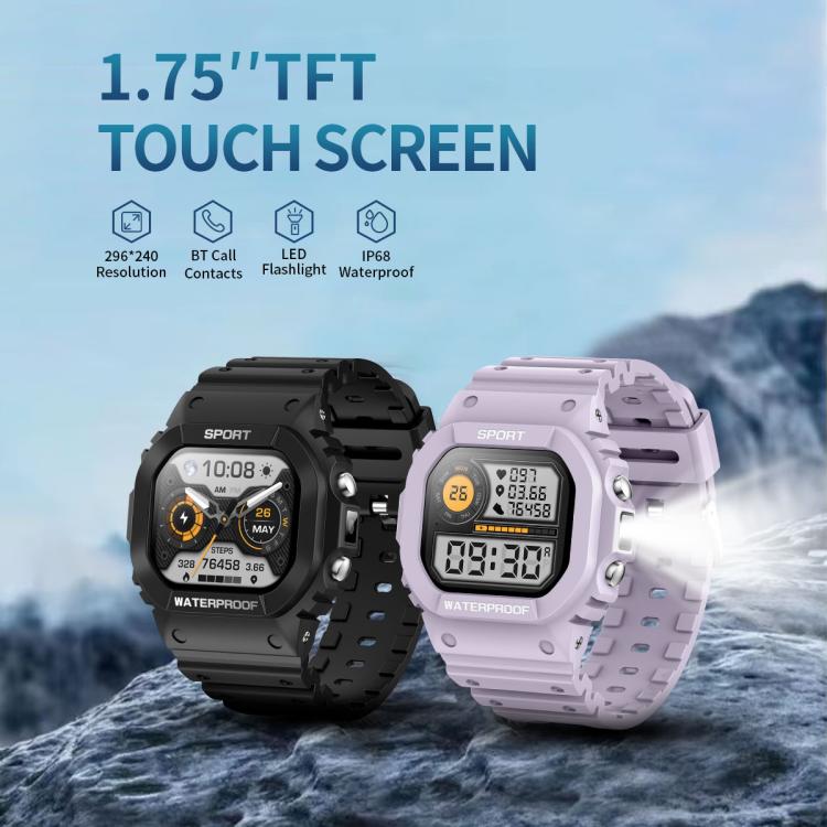 LC31 1.75 inch TFT Full Touch Screen Bluetooth Call Outdoor Sports Smart Watch with Flashlight