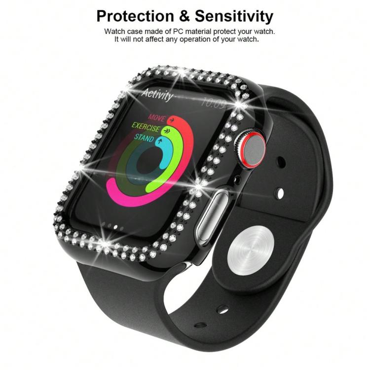 xDfind Double Row Diamond Hollow PC Watch Cover, For Apple Watch Series 9 / 8 / 7 45mm, For Apple Watch Series 9 / 8 / 7 41mm, For Apple Watch Series 3 / 2 / 1 38mm, For Apple Watch Series 3 / 2 / 1 42mm