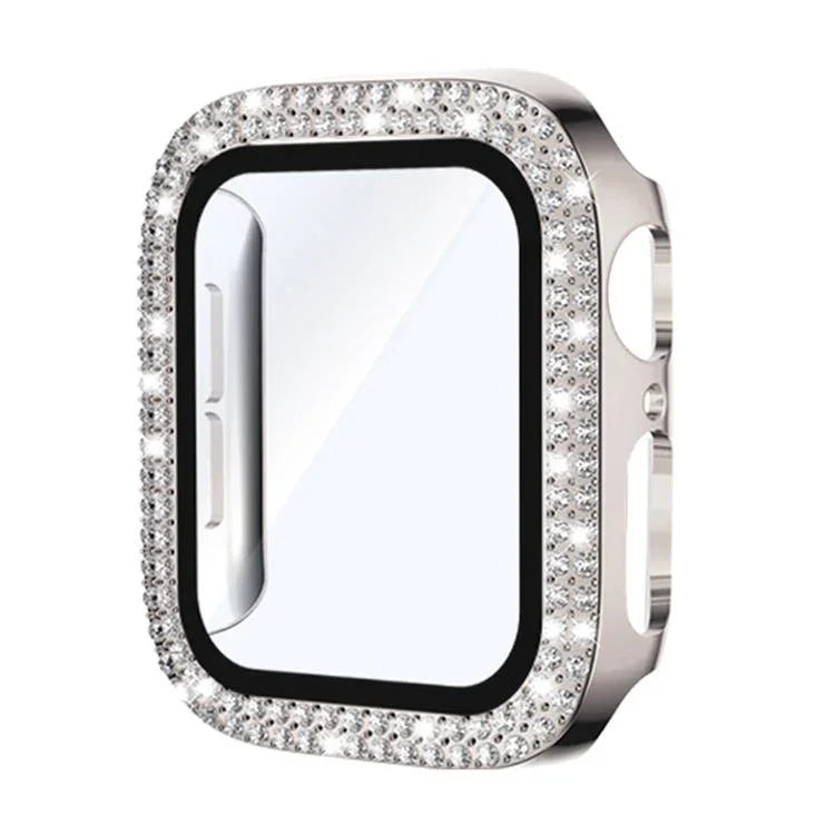 xDfind Double Row Diamond Tempered Glass Film Integrated PC Watch Cover, For Apple Watch Series 6 / 5 / 4 / SE 44mm, For Apple Watch Series 6 / 5 / 4 / SE 40mm, For Apple Watch Series 11 46mm / 10 46mm, For Apple Watch Series 11 42mm / 10 42mm         ...