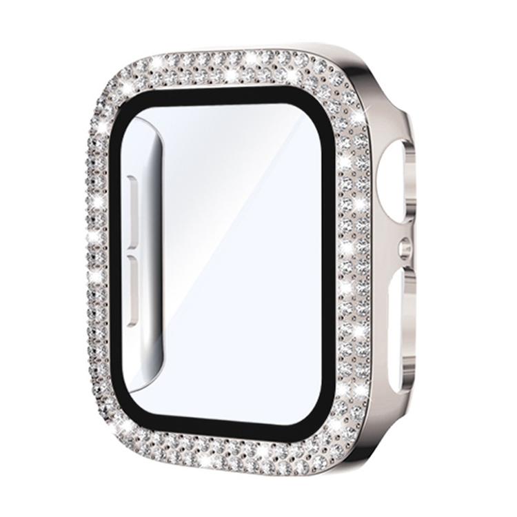 xDfind Double Row Diamond Tempered Glass Film Integrated PC Watch Cover, For Apple Watch Series 9 / 8 / 7 45mm, For Apple Watch Series 9 / 8 / 7 41mm, For Apple Watch Series 3 / 2 / 1 38mm, For Apple Watch Series 3 / 2 / 1 42mm