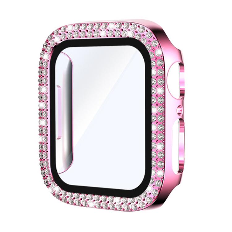 xDfind Double Row Diamond Tempered Glass Film Integrated PC Watch Cover, For Apple Watch Series 9 / 8 / 7 45mm, For Apple Watch Series 9 / 8 / 7 41mm, For Apple Watch Series 3 / 2 / 1 38mm, For Apple Watch Series 3 / 2 / 1 42mm