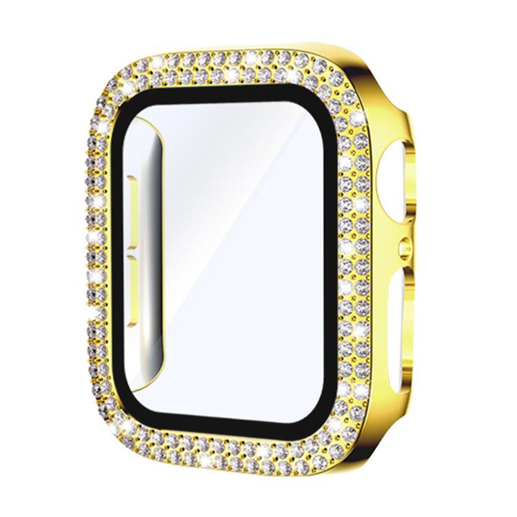 xDfind Double Row Diamond Tempered Glass Film Integrated PC Watch Cover, For Apple Watch Series 9 / 8 / 7 45mm, For Apple Watch Series 9 / 8 / 7 41mm, For Apple Watch Series 3 / 2 / 1 38mm, For Apple Watch Series 3 / 2 / 1 42mm