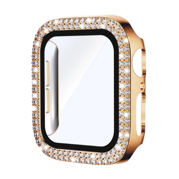xDfind Double Row Diamond Tempered Glass Film Integrated PC Watch Cover, For Apple Watch Series 9 / 8 / 7 45mm, For Apple Watch Series 9 / 8 / 7 41mm, For Apple Watch Series 3 / 2 / 1 38mm, For Apple Watch Series 3 / 2 / 1 42mm