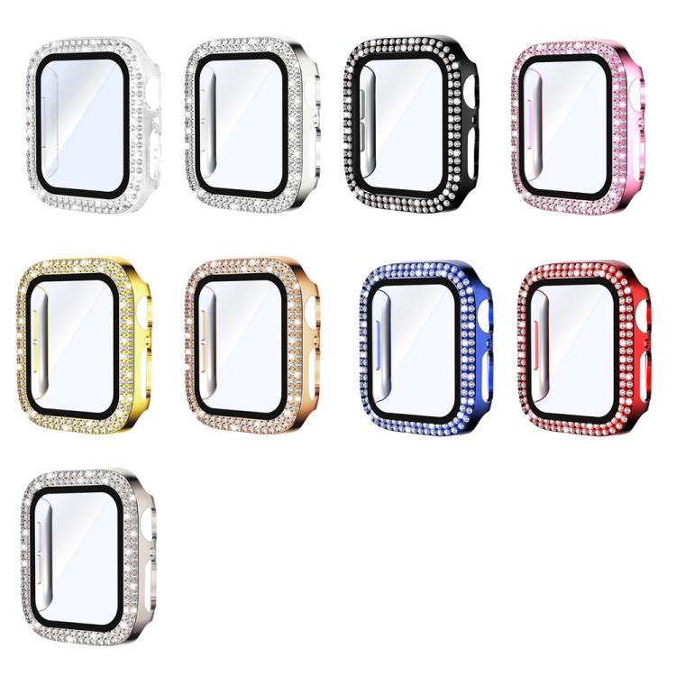 xDfind Double Row Diamond Tempered Glass Film Integrated PC Watch Cover, For Apple Watch Series 6 / 5 / 4 / SE 44mm, For Apple Watch Series 6 / 5 / 4 / SE 40mm, For Apple Watch Series 11 46mm / 10 46mm, For Apple Watch Series 11 42mm / 10 42mm         ...