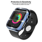 xDfind Double Row Diamond Tempered Glass Film Integrated PC Watch Cover, For Apple Watch Series 9 / 8 / 7 45mm, For Apple Watch Series 9 / 8 / 7 41mm, For Apple Watch Series 3 / 2 / 1 38mm, For Apple Watch Series 3 / 2 / 1 42mm