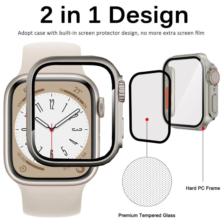 xDfind Change to Ultra 49mm Tempered Glass Film Integrated PC Watch Cover, For Apple Watch Series 6 / 5 / 4 / SE 44mm, For Apple Watch Series 6 / 5 / 4 / SE 40mm, For Apple Watch Series 9 / 8 / 7 45mm, For Apple Watch Series 9 / 8 / 7 41mm