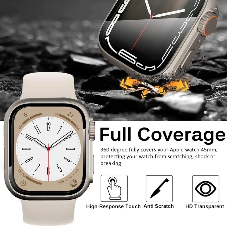 xDfind Change to Ultra 49mm Tempered Glass Film Integrated PC Watch Cover, For Apple Watch Series 6 / 5 / 4 / SE 44mm, For Apple Watch Series 6 / 5 / 4 / SE 40mm, For Apple Watch Series 9 / 8 / 7 45mm, For Apple Watch Series 9 / 8 / 7 41mm