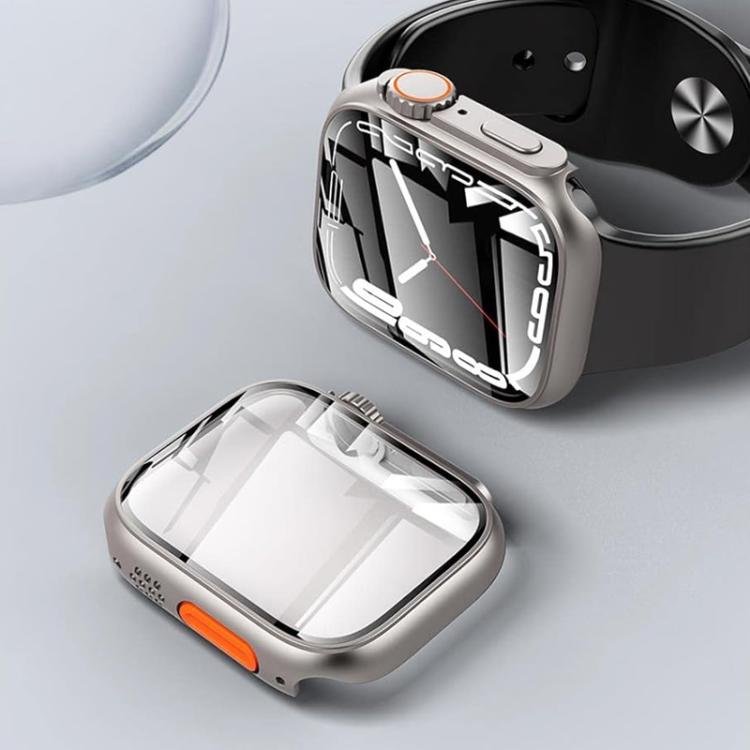 xDfind Change to Ultra 49mm Tempered Glass Film Integrated PC Watch Cover, For Apple Watch Series 6 / 5 / 4 / SE 44mm, For Apple Watch Series 6 / 5 / 4 / SE 40mm, For Apple Watch Series 9 / 8 / 7 45mm, For Apple Watch Series 9 / 8 / 7 41mm