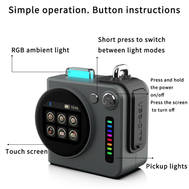 G300 Smart LED Screen Portable Bluetooth 5.4 Wireless Speaker, G300 (Grey), G300 (White)