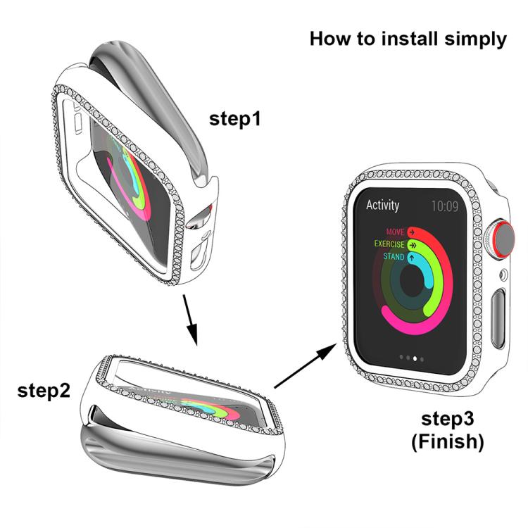 xDfind Single Row Diamond Hollow PC Watch Cover, For Apple Watch Series 11 46mm / 10 46mm, For Apple Watch Series 11 42mm / 10 42mm