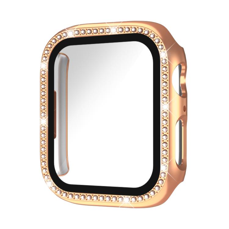 xDfind Single Row Diamond Tempered Glass Film Integrated PC Watch Cover, For Apple Watch Series 11 46mm / 10 46mm, For Apple Watch Series 11 42mm / 10 42mm
