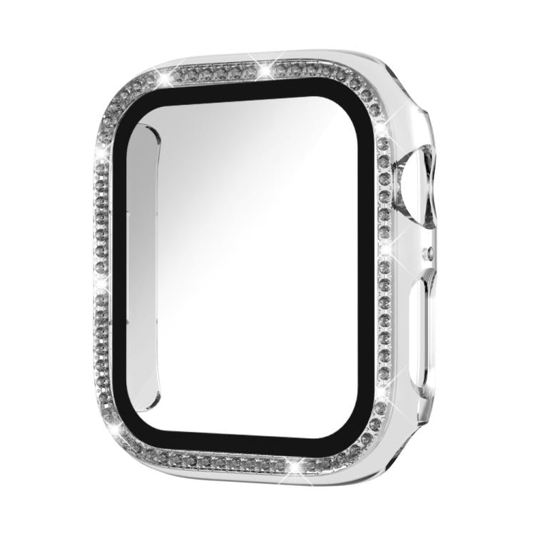 xDfind Single Row Diamond Tempered Glass Film Integrated PC Watch Cover, For Apple Watch Series 11 46mm / 10 46mm, For Apple Watch Series 11 42mm / 10 42mm