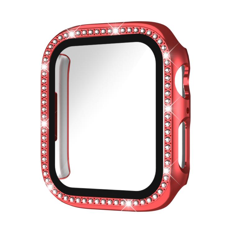 xDfind Single Row Diamond Tempered Glass Film Integrated PC Watch Cover, For Apple Watch Series 11 46mm / 10 46mm, For Apple Watch Series 11 42mm / 10 42mm