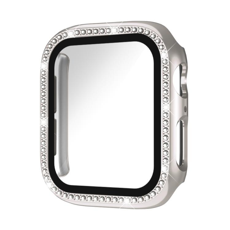 xDfind Single Row Diamond Tempered Glass Film Integrated PC Watch Cover, For Apple Watch Series 11 46mm / 10 46mm, For Apple Watch Series 11 42mm / 10 42mm