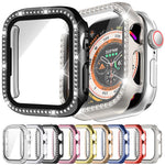 xDfind Single Row Diamond Tempered Glass Film Integrated PC Watch Cover, For Apple Watch Series 11 46mm / 10 46mm, For Apple Watch Series 11 42mm / 10 42mm