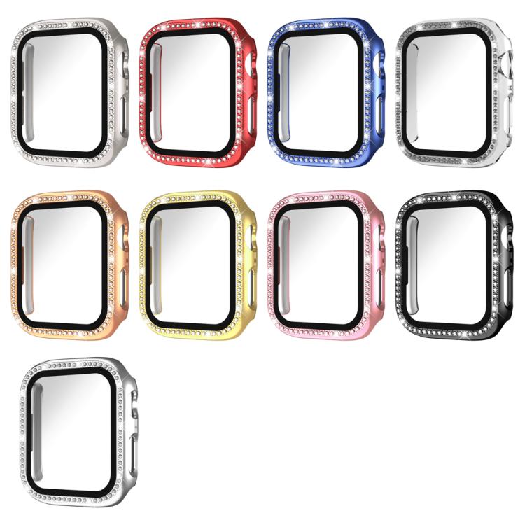 xDfind Single Row Diamond Tempered Glass Film Integrated PC Watch Cover, For Apple Watch Series 11 46mm / 10 46mm, For Apple Watch Series 11 42mm / 10 42mm